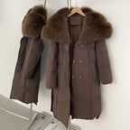 OFTBUY New Winter Thickened Clothes Women Long Big Natural Fox Fur Puffer Coat Female Real Fox Fur Fluffy White Duck Down Jacket