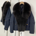 OFTBUY Down Jacket Women Real Fox Fur Collar Autumn Winter White Duck Down Coat Warm Puffer Jacket Female Waterproof  Feathers