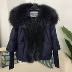 OFTUBY White Duck Down Jacket Winter Women Warm Loose Coat Natural Real Fox Fur Collar Thick Luxury Outerwear New Fashion