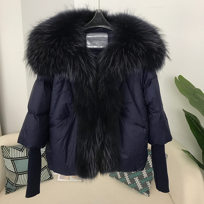 OFTUBY White Duck Down Jacket Winter Women Warm Loose Coat Natural Real Fox Fur Collar Thick Luxury Outerwear New Fashion