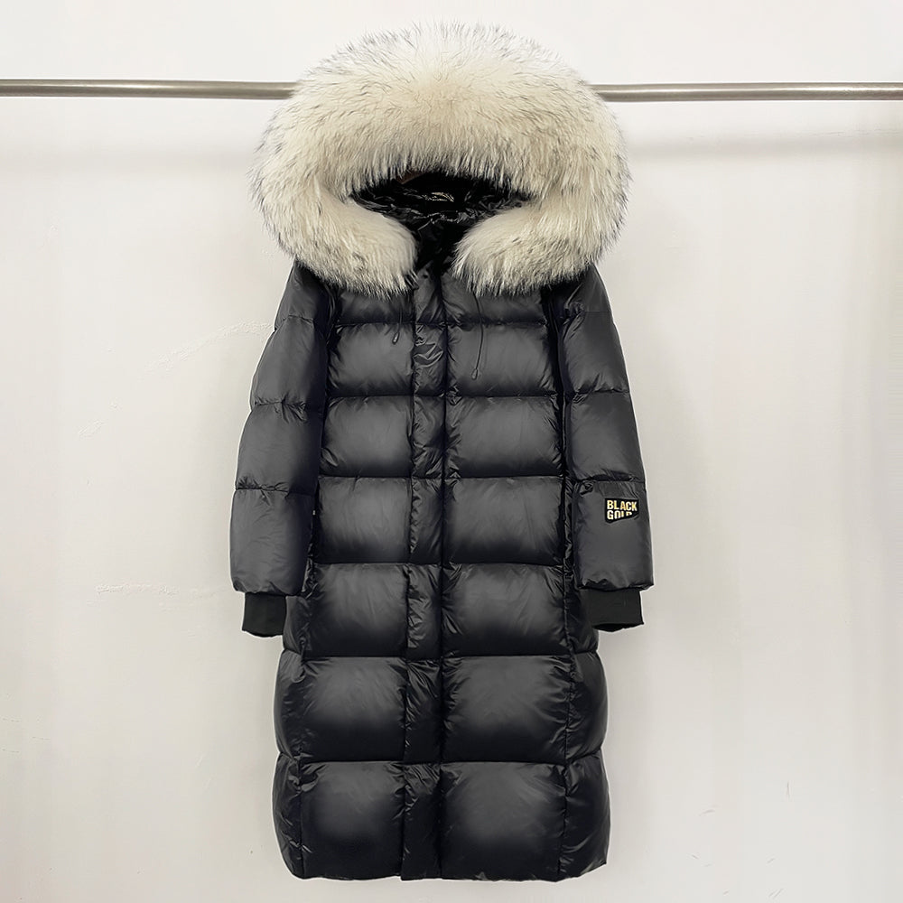 OFTBUY Winter Clothes Women Black Gold Goose Down Coat Big Real Raccoon Fur Collar Overcoat Real Fox Fur Puffer Jacket Female