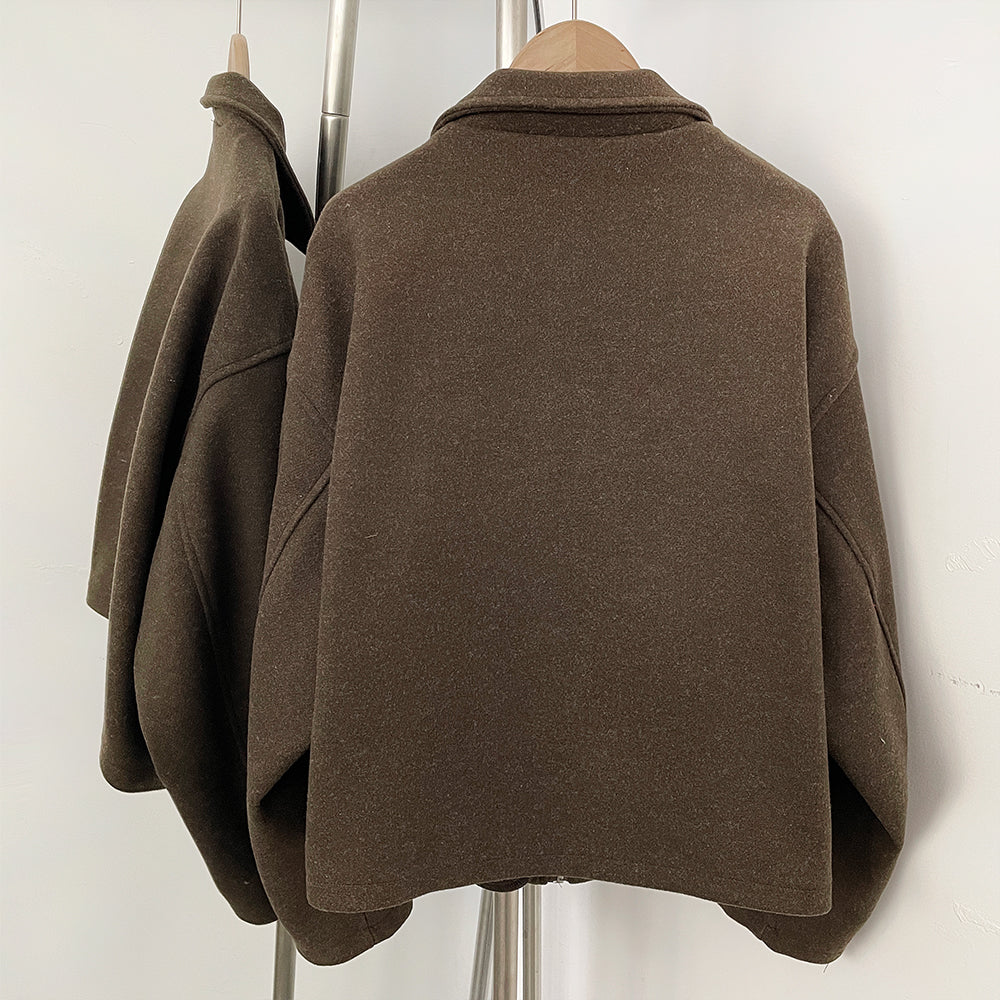 OFTBUY New Women's Brown Knit Zip Up Jacket Lapel Collar Casual Sweater Coat Female Loose Warm Autumn Winter Cardigan Outerwear
