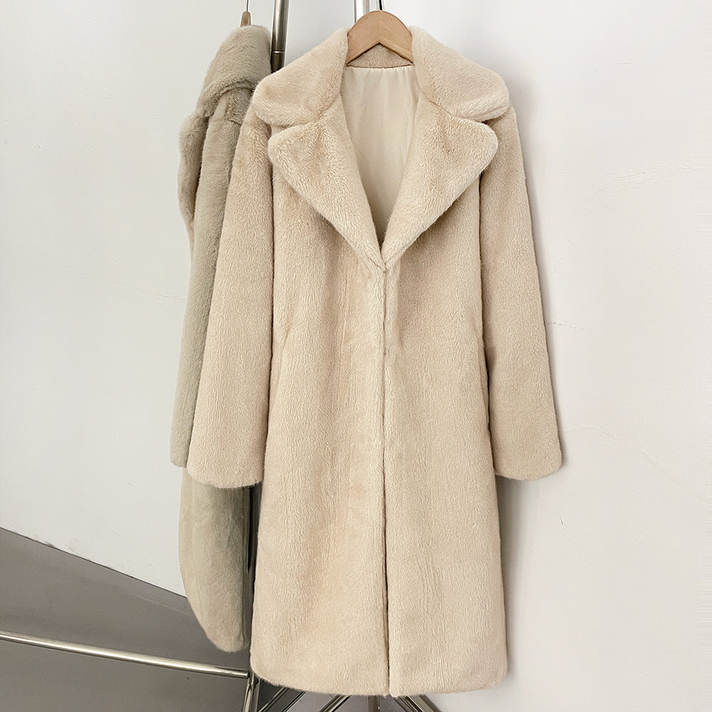 OFTBUY Women's Elegant Luxury Faux Mink Fur Long Coat Artificial Fur Jacket Female Warm Outerwear New Autumn Winter Clothes