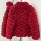 OFTBUY 2-in-1 Reversible Luxury Jacket - 100% Real Fox Fur Coat & Windproof Winter Parka