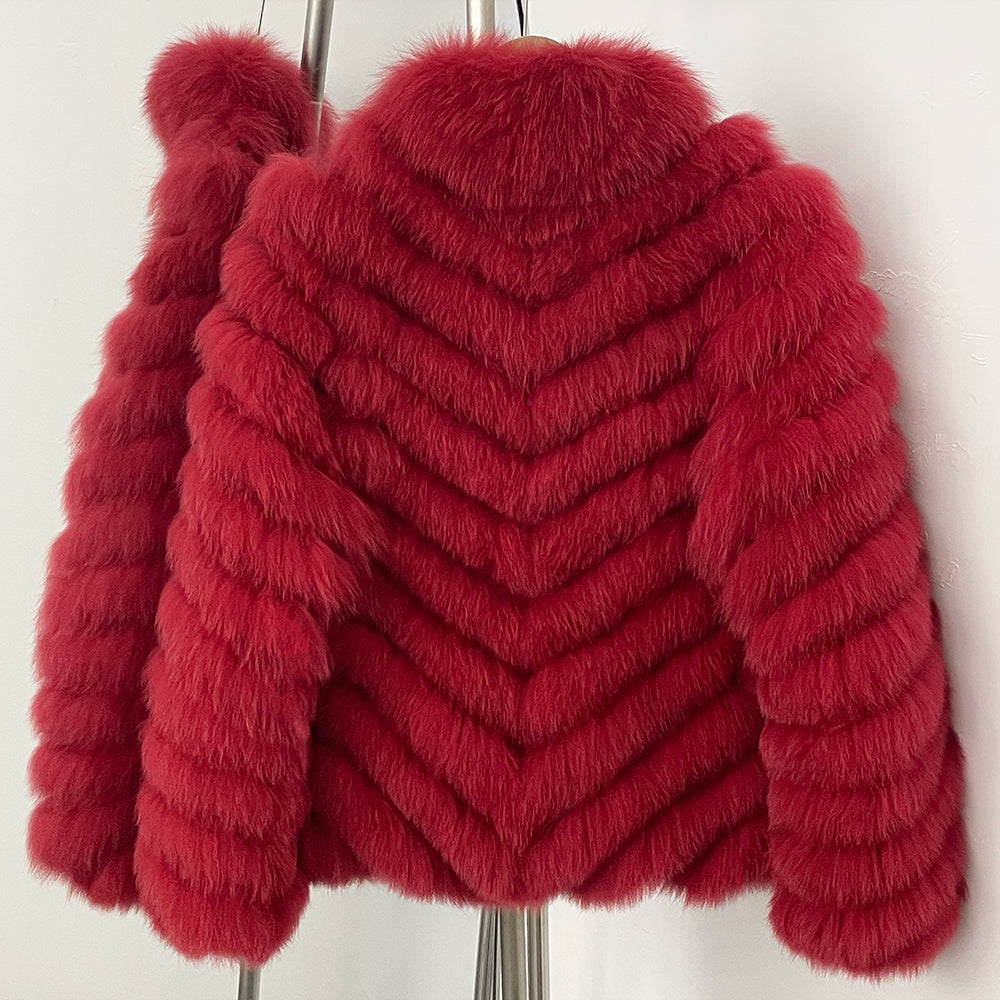 OFTBUY 2-in-1 Reversible Luxury Jacket - 100% Real Fox Fur Coat & Windproof Winter Parka