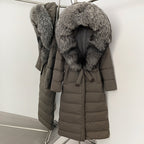 OFTBUY Hooded Winter White Duck Down Coat Large Real Fox Fur Collar X-Long Puffer Jacket Women Thick Female Parkas With Belt