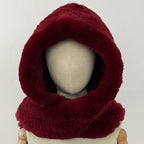 OFTBUY Thick Warm Windproof Natural Rabbit Fur Hat with Scarf Women New Winter Cute Cycling Cap Child Fluffy Rea Fur Neckerchief