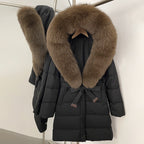 OFTBUY New Winter Genuine Fox Fur Hooded Puffer Coat Women Women's White Duck Down Jacket Outerwear Female Fashion Parkas