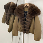 OFTBUY Short Thickened Warm Natural Fur Collar Down Coat Female Winter Long Sleeve Top Clothes Women Luxury Puffer Jacket