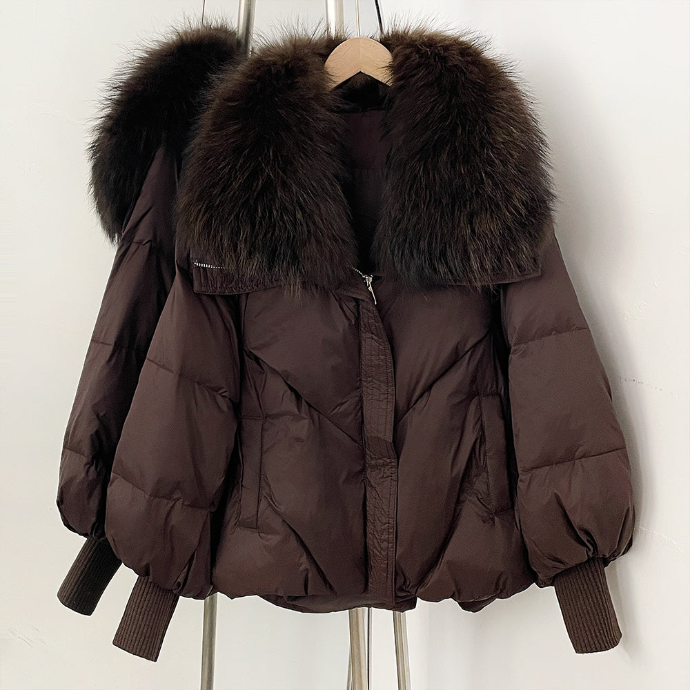 OFTBUY New Winter Loose Top Clothing Women Fashion Oversize Real Fox Fur Collar Duck Down Coat Female Natural Fur Puffer Jacket