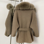 OFTBUY New Autumn Winter Top Clothes Women Luxury Natural Fox Fur Woolen Jacket Female Thick Warm Real Fur Cashmere Wool Coat