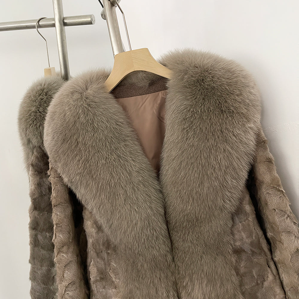 OFTBUY Short Thickened Warm Real Mink Fur Coat Female New Winter Top Clothing Women Natural Fox Fur Fluffy Outerwear Jacket Lady