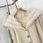 OFTBUY New Spring Autumn Top Cardigan Clothing Female Short Slim Real Fox Fur Knitted Sweater Women Real Fur Knittig Jacket Lady