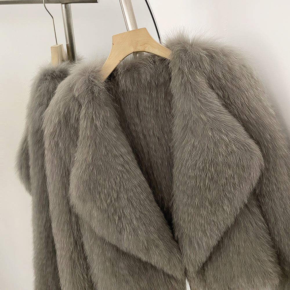 OFTBUY Luxury Short Natural Fox Fur Jacket Female New Autumn Winter Warm Top Clothes Women Weaving Thick Fluffy Real Fur Coat