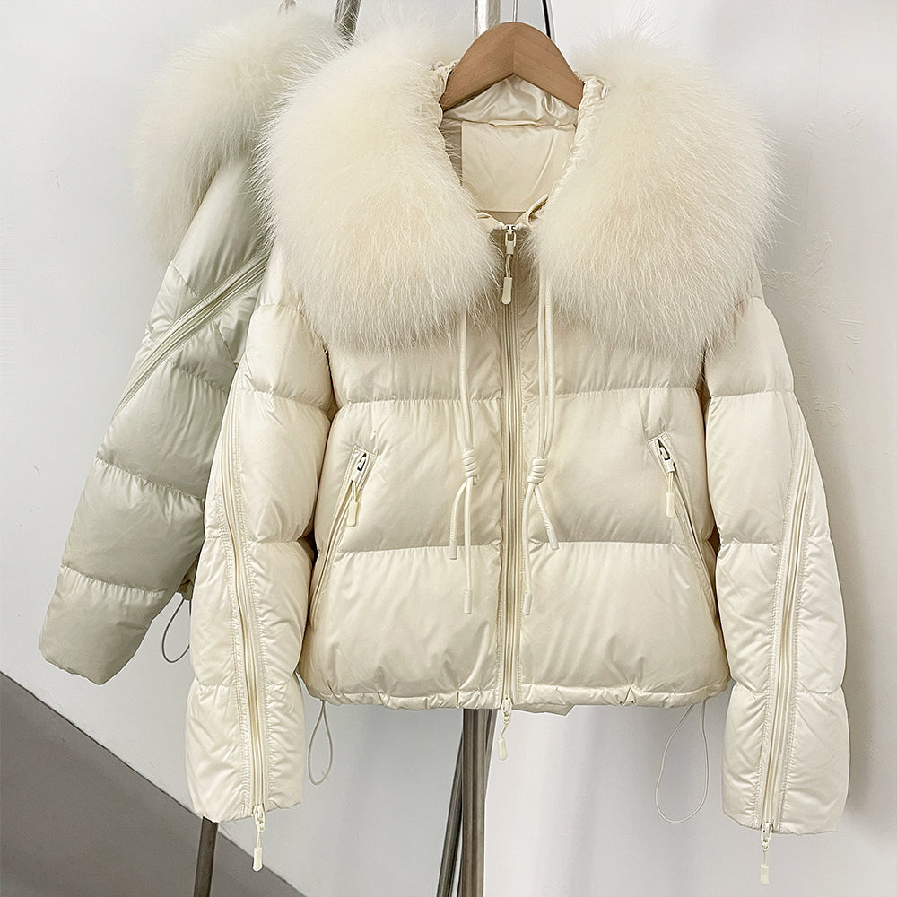 OFTBUY Designer Real Fox Fur Duck Down Jacket Female New Warm Thicken Autumn Winter Coat Women Zipper Reality Fur Puffer Clothes
