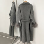 OFTBUY High End Double-sided Wool Strapping Real Wool Fur Coat Women's Removable Cuffs Fox Fur Temperament Cashmere Short Jacket