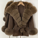 OFTBUY Luxury Real Fox Fur 100% Wool Coat Female New Autumn Winter Warm Woolen Clothes Women Long Sleeves Cashmere Woolen Jacket