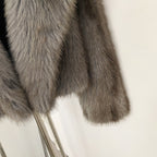 OFTBUY Luxury Oversized Lapel Faux Fur Jacket - Premium Vegan Fur Short Coat for Winter Glamour