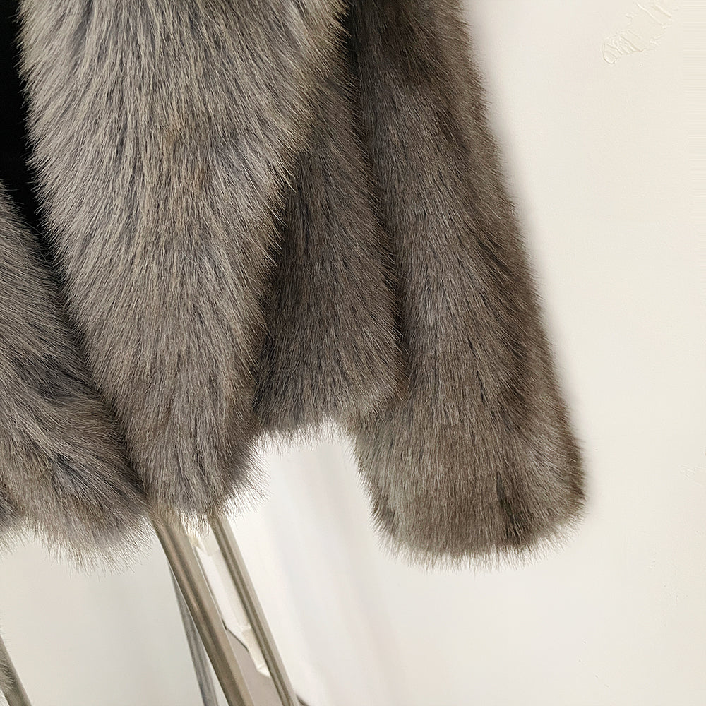 OFTBUY Luxury Oversized Lapel Faux Fur Jacket - Premium Vegan Fur Short Coat for Winter Glamour
