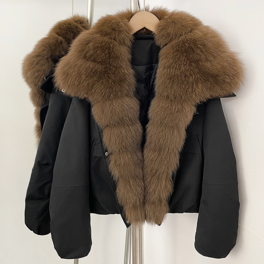 OFTBUY Women's Dcuk Down Coat with Big Real Fox Fur Collar New Winter Warm Thickened Clothing Female Natural Fur Puffer Jacket
