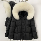 OFTBUY New Winter Hooded Slim Top Clothes Women Fashion Thick Warm Real Fox Fur Duck Down Coat Femlae Natural Fur Puffer Jacket