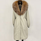 OFTBUY New Zipper Autumn Winter Clothes Women Natural Fox Fur Collar Goose Down Coat Long Warm Thickened Real Fur Puffer Jacket