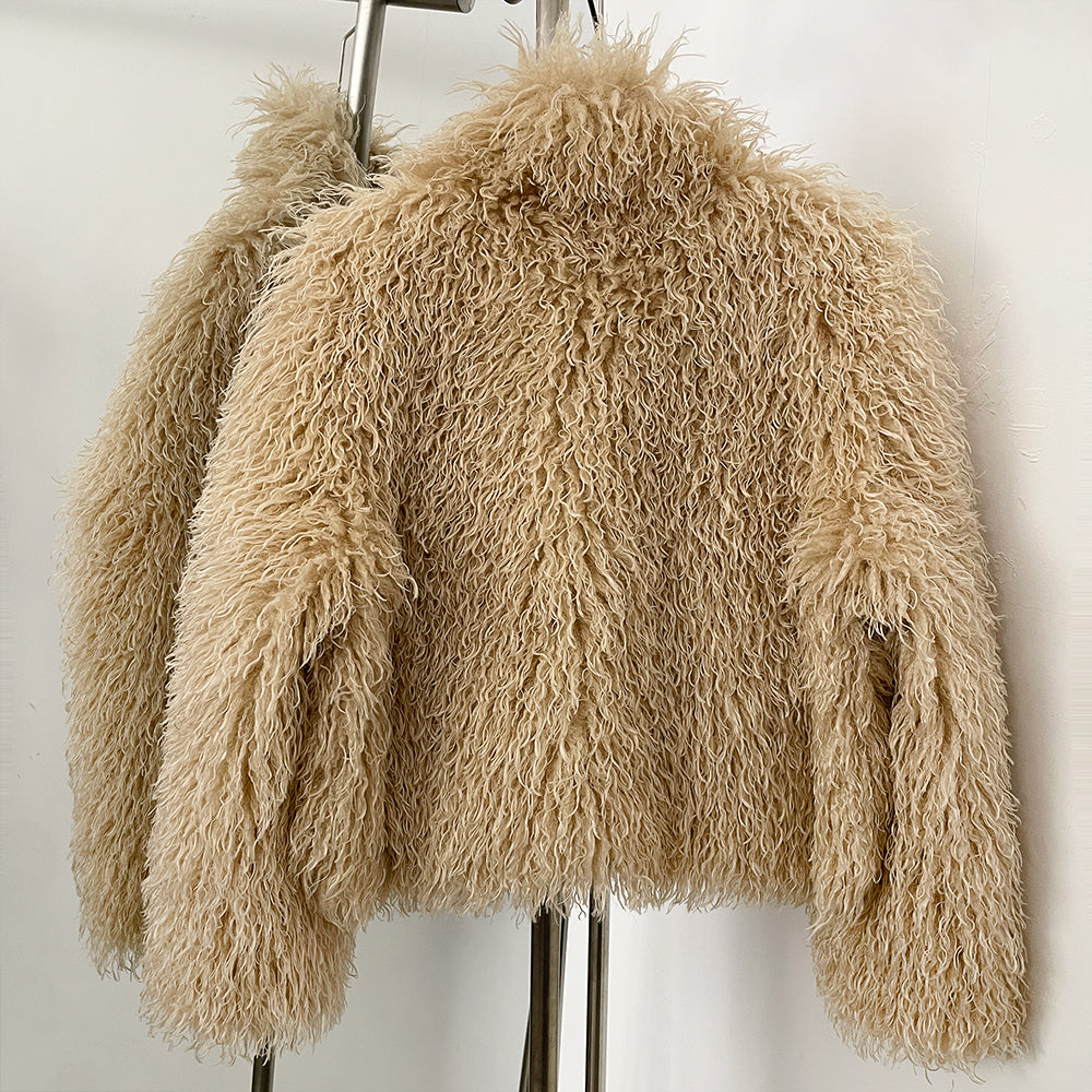 OFTBUY Wholesale Faux Fur Coat Female Artificial Mongolian Sheep Fur Fluffy Jacket Women New Winter Thickened Warm Outerwear Lady