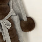 OFTBUY Trim Belted Warm Winter Coat Elegant Fashion Outerwear Female Long Sweater New Women's Knit Coat with Full Real Fox Fur