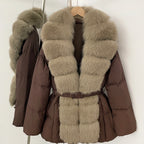 OFTBUY Big Natural Fox Fur Collar Puffer Jacket Female New Autumn Winter Thick Warm Clothes Women Fluffy Real Fur Duck Down Coat