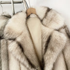 OFTBUY Chic Oversized Lapel Faux Fur Jacket - Premium Vegan Fur Winter Coat with Soft Texture