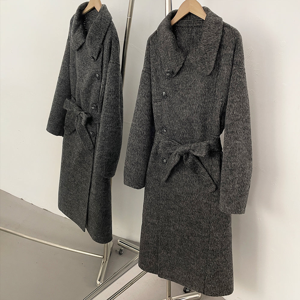 OFTBUY Elegant Double-sided Alpaca Wool Coat Female Long Belt Woolen Clothes Women New Autumn Winter Long Sleeve Cashmere Jacket