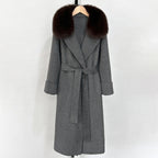 OFTBUY New Autumn Winter Long Clothing Women Natural Fur Woolen Jaket Female Fashion Warm Wool Coat with Real Fox Fur Collar