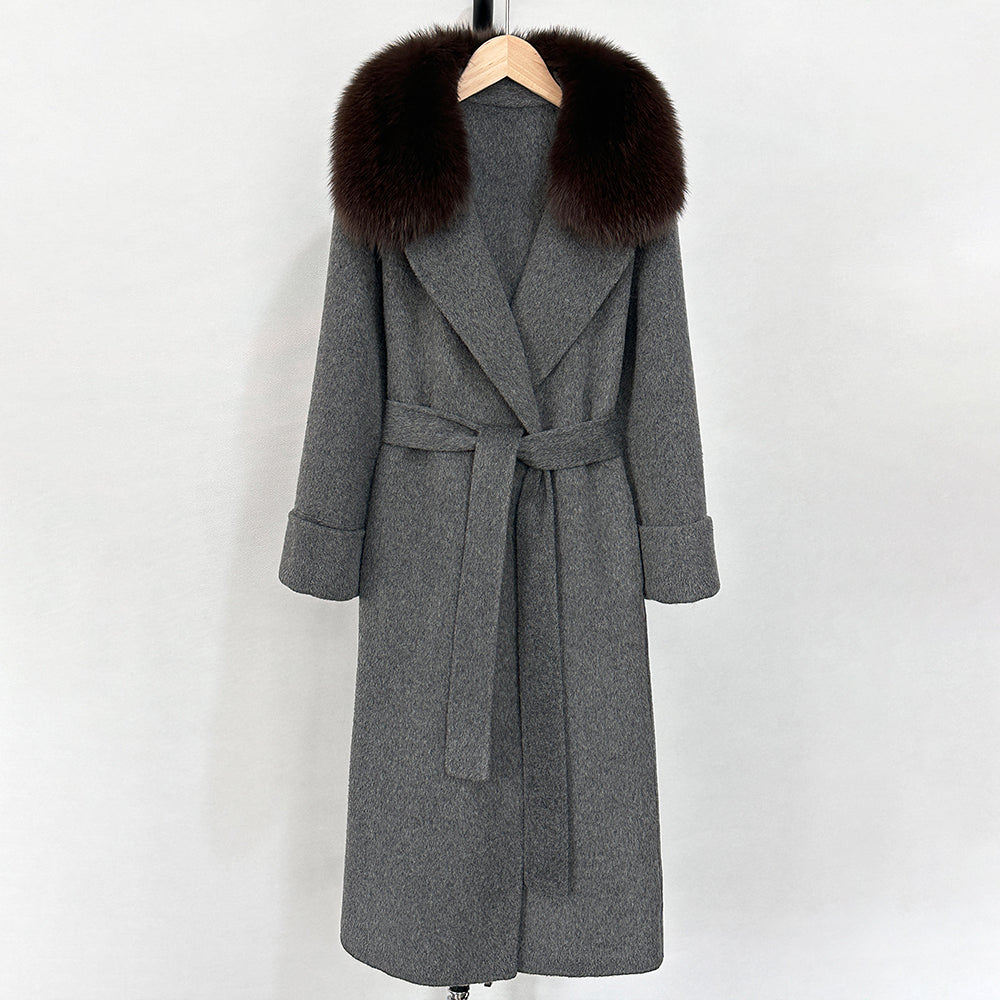 OFTBUY New Autumn Winter Long Clothing Women Natural Fur Woolen Jaket Female Fashion Warm Wool Coat with Real Fox Fur Collar