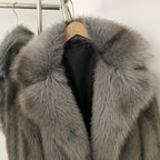 OFTBUY Luxury Oversized Lapel Faux Fur Jacket - Premium Vegan Fur Short Coat for Winter Glamour
