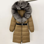 OFTBUY New Natural Thick Warm Duck Down Coat Female Long Winter Jacket Women Real Big Fox Fur Collar Belt Loose Puffer Parka