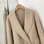 OFTBUY New Women's Wool Coat with Real Fox Fur Cuffs Double Breasted Diamond Button Lapel Winter Elegant Outerwear Female