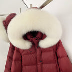 OFTBUY New Autumn Winter Top Clothing Women Tnickened Warm Fluffy Puffer Jacket Femlae Hooded Real Fox Fur Collar Down Caot