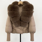 OFTBUY Big Natural Fox Fur Coat Women New Winter 90% White Duck Down Jacket Female Short Puffer Feather Coats Parkas