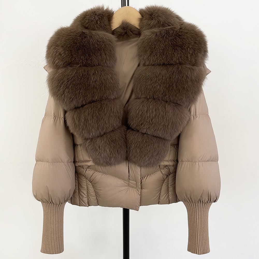 OFTBUY Big Natural Fox Fur Coat Women New Winter 90% White Duck Down Jacket Female Short Puffer Feather Coats Parkas