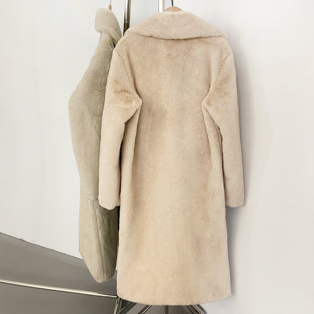 OFTBUY Women's Elegant Luxury Faux Mink Fur Long Coat Artificial Fur Jacket Female Warm Outerwear New Autumn Winter Clothes