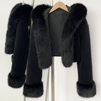 OFTBUY Short Faux Lamb Fur Jacket Female New Fashion Autumn Warm Thick Artificial Fur Winter Clothing Women Hooded Fake Fox Fur Coat