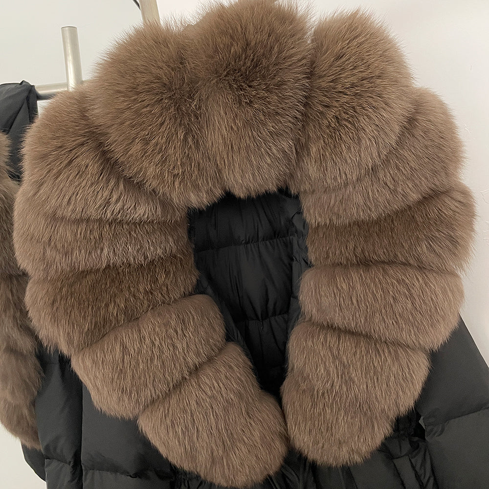 OFTBUY Big Real Fox Fur Collar Duck Down Coat Female New Winter Hooded Warm Down Clothes Women Natural Raccoon Fur Puffer Jacket