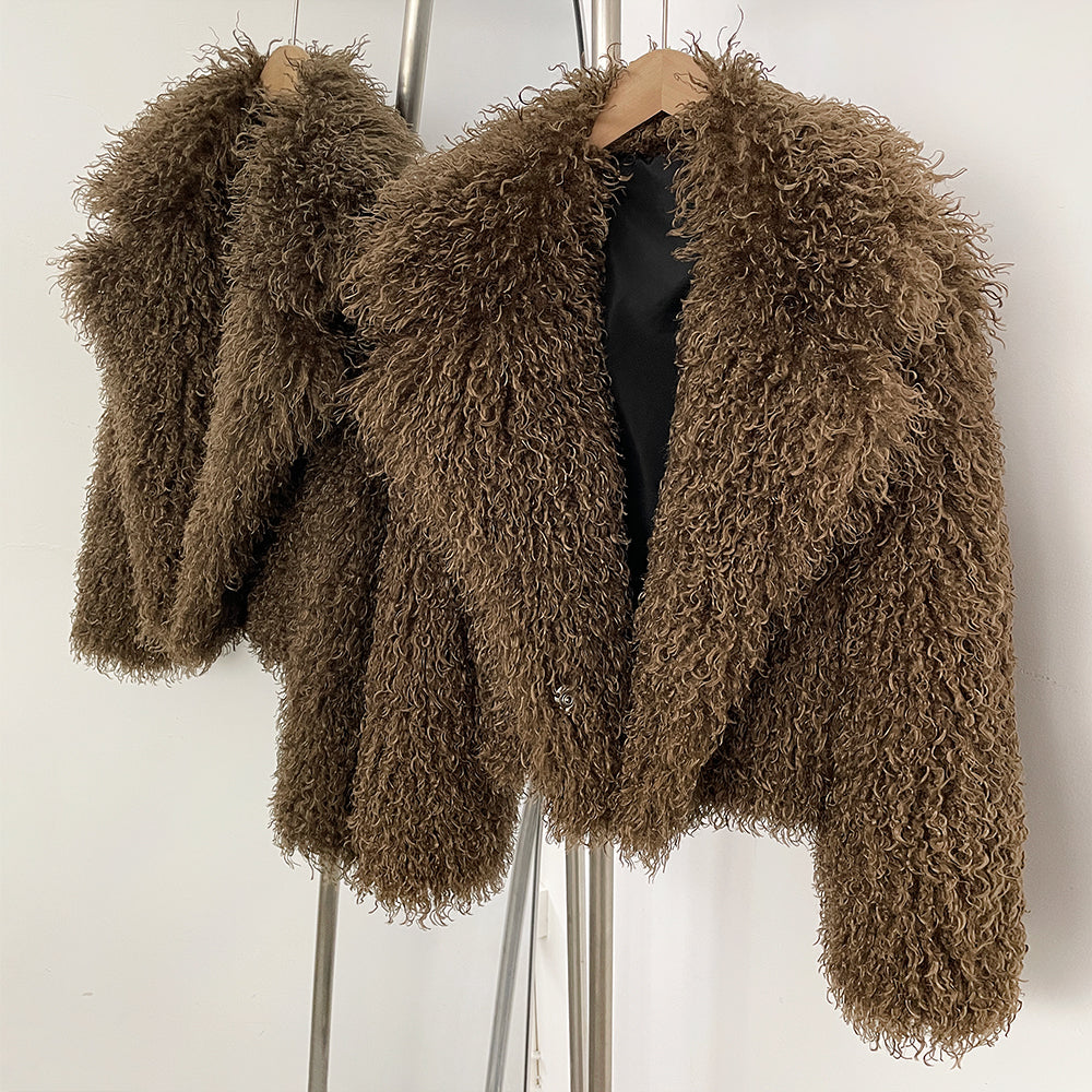 OFTBUY Warm Thicken Luxury Outerwear New Winter Clothes Female Women's Cozy Faux Mongolian Fur Short Coat Teddy Faux Fur Jacket