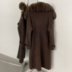 OFTBUY New Autumn Winter Knit Clothing Female Long Big Real Fox Fur Collar Sweater Women Warm Fashion Elegant Cardigan Coat