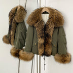 OFTBUY Fashion Warm White Duck Down Real Fur Top Clothes Female Big Natural Fox Fur Collar Coat New Autumn Winter Jacket Women