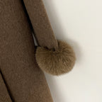 OFTBUY Pompoms Buttons Warm Winter Elegant Outerwear Female New Women's Double Face Wool Coat with Large Real Fox Fur Collar