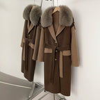 OFTBUY New Fashion Autumn Winter Clothes Women Real Fox Fur Wool Jacket Female Long Patchwork Double-faced Woolen Cashmere Coat