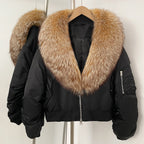 OFTBUY Short Thickened Warm Puffer Jacket Female New Autumn Winter Real Fox Fur Collar Clothes Women Natural Fur Duck Down Coat