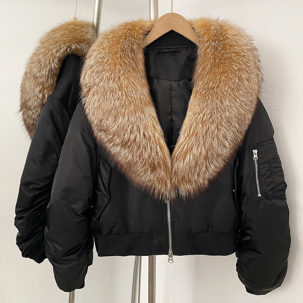 OFTBUY Short Thickened Warm Puffer Jacket Female New Autumn Winter Real Fox Fur Collar Clothes Women Natural Fur Duck Down Coat