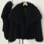 OFTBUY New Autumn Winter Clothes Women Fashion Big Collar Artificial Mongolia Sheep Fur Jacket Luxury Faux Fur Coat Fake Fur Overcoat